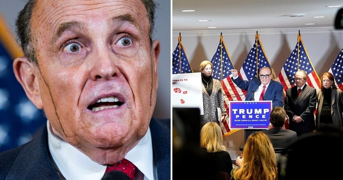 rudy6.jpg?resize=412,275 - Hair Dye Streams Down Sweating Rudy Giuliani In Latest Press Conference