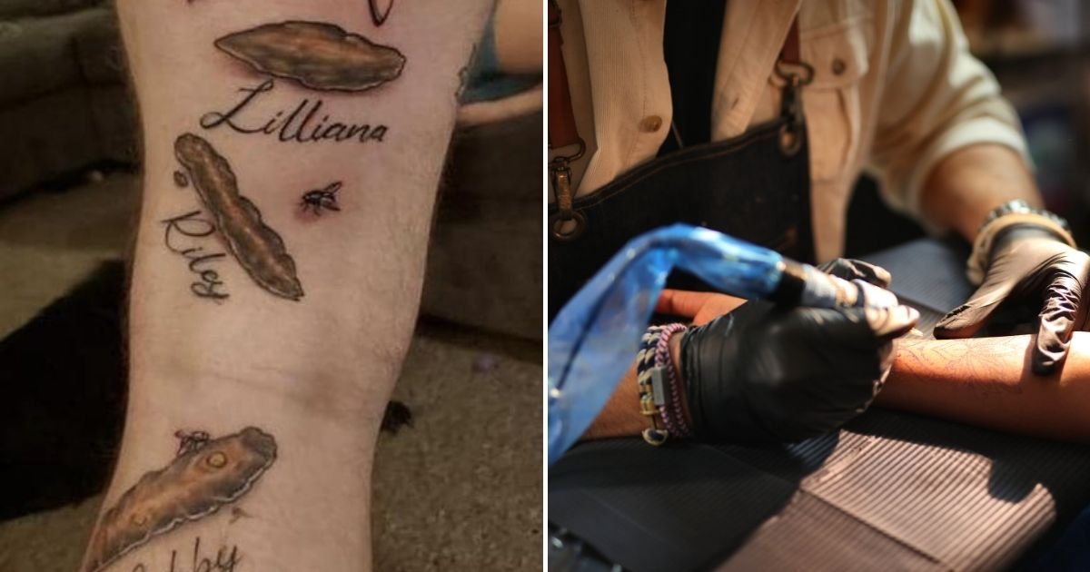 tattoo4.jpg?resize=412,275 - Father-Of-Six Gets Poo Tattoos With His Children's Names Below Them