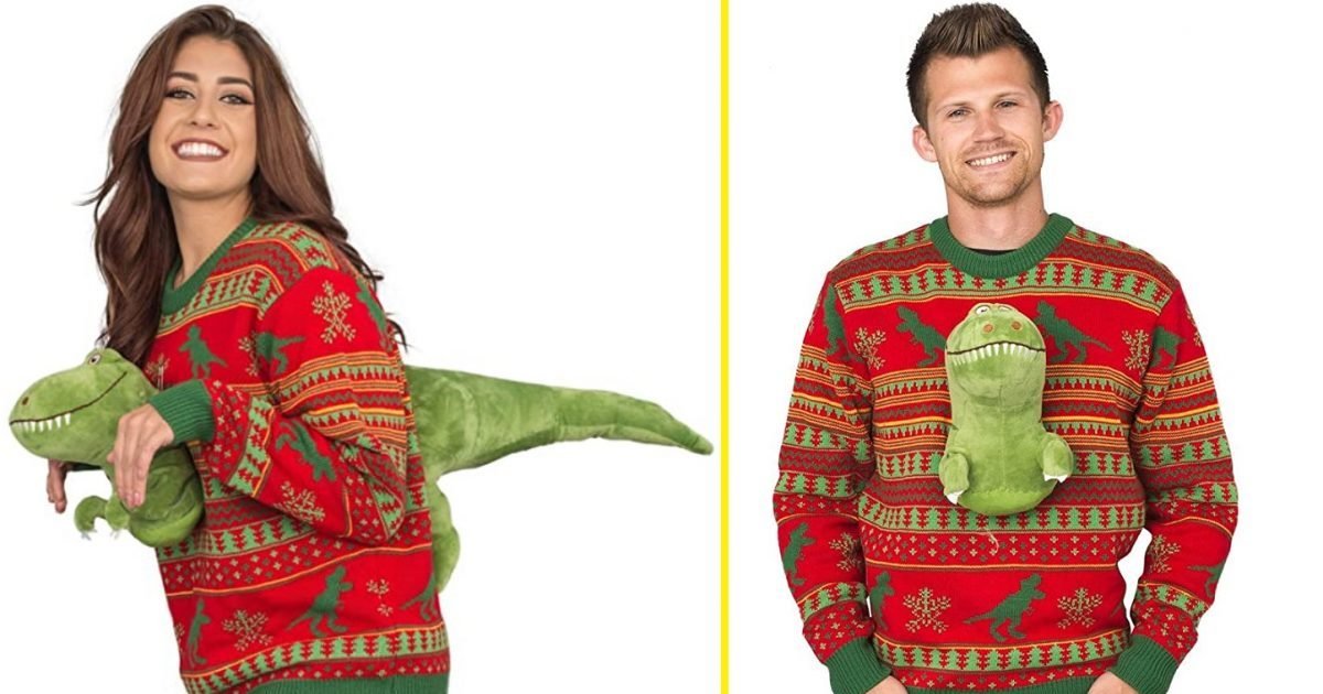 trex e1604943797685.jpg?resize=412,275 - Vous voulez avoir du style à Noël ? Voici le pull de Noël T-Rex !