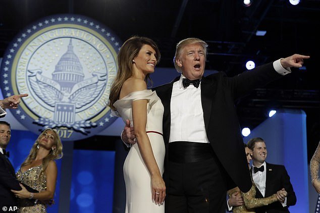 Inaugural night: Donald Trump celebrated the inauguration of his presidency with the First Lady Melania Trump at a series of events in Washington D.C. with his family playing prominent parts