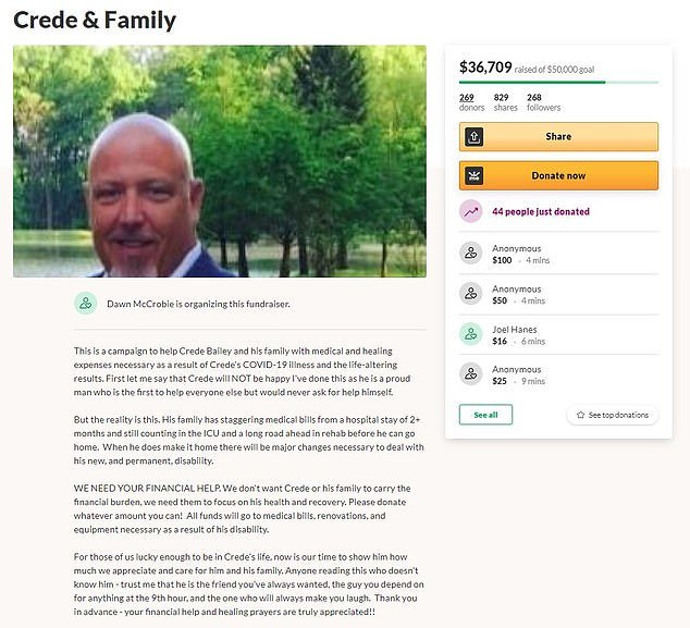 Plea: A friend has started a GoFundMe for Crede Bailey and his family