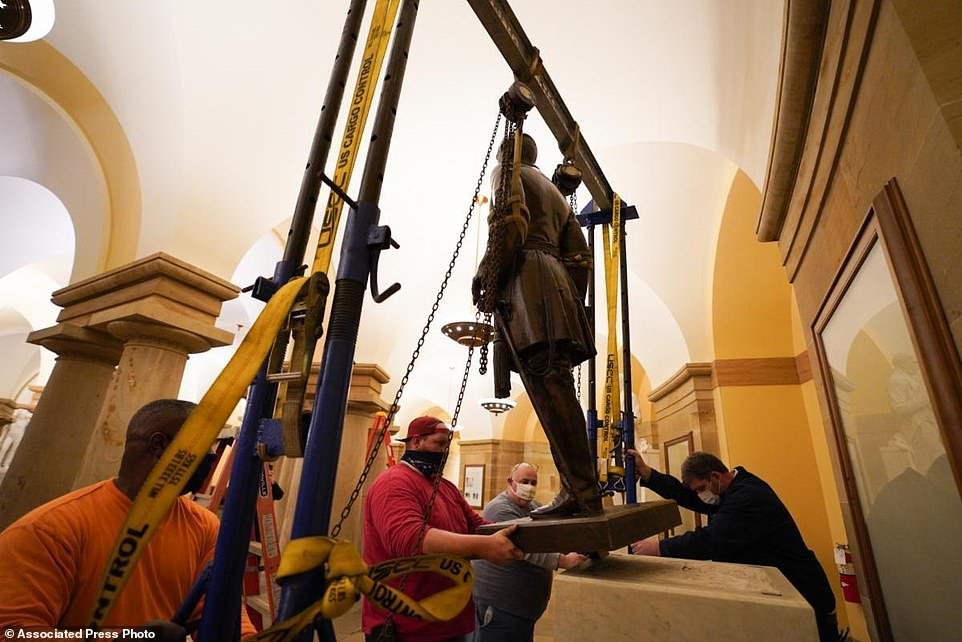 The statue has represented Virginia in the U.S. Capitol for 111 years has been removed after a state commission decided that Lee was not a fitting symbol for the state