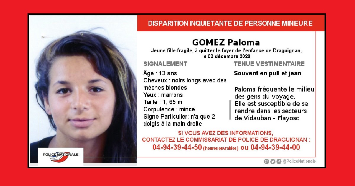 9 palo.jpg?resize=1200,630 - Draguignan: Paloma Gomez, 13 ans, est introuvable depuis le 2 décembre