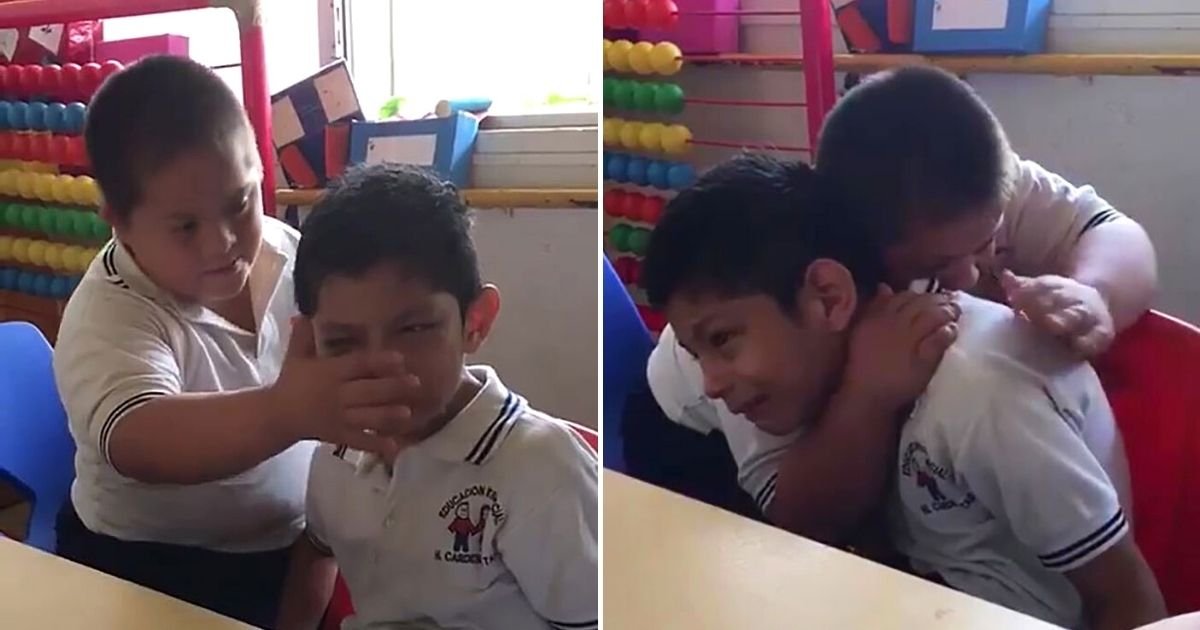 children4 1.jpg?resize=412,275 - Boy With Down's Syndrome Comforts Classmate With Autism, And It's Melting Everyone's Hearts
