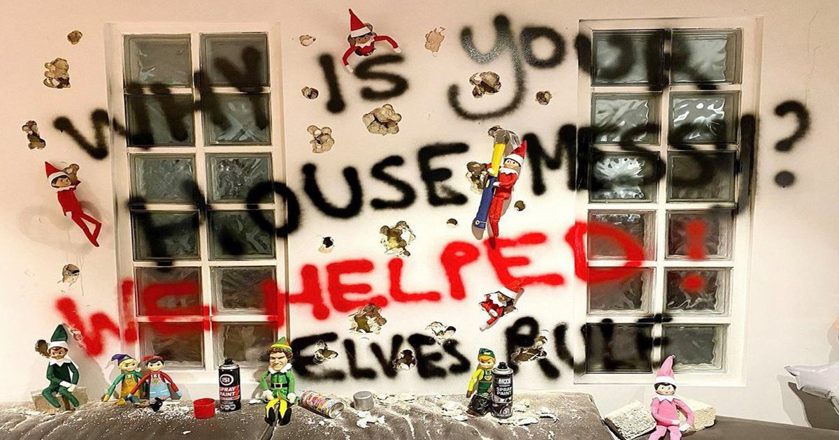 ergg.jpg?fit=1024%2C538&ssl=1&strip=all - Elf On The Shelf Prank Goes Extreme As Mum Covers House In Graffiti & Dyes Dog Green