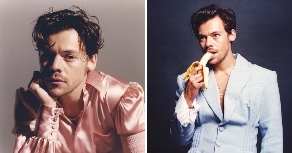 harry styles pokes fun at dress photo controversy as he poses in pink blouse and says bring back manly men.jpg?resize=412,232 - Harry Styles Pokes Fun At Dress Photo Controversy As He Poses In Pink Blouse And Says ‘Bring Back Manly Men’