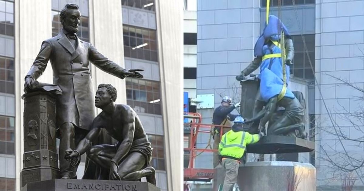 untitled design 2 21.jpg?resize=412,232 - Statue Of Lincoln And Freed Slave Is Removed After It Made People Feel 'Uncomfortable'