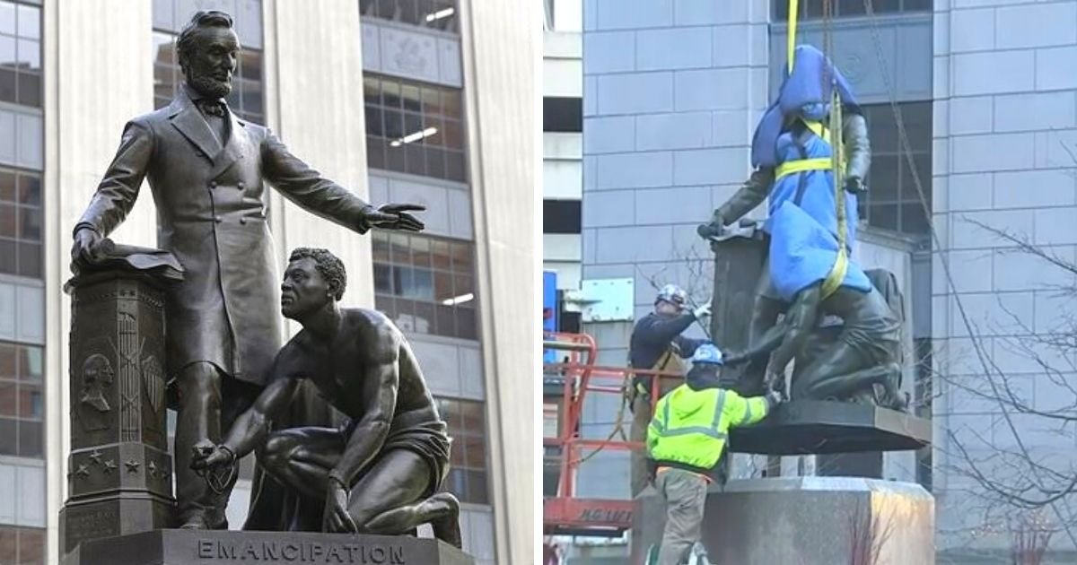 untitled design 2 21.jpg?fit=1024%2C538&ssl=1&strip=all - Statue Of Lincoln And Freed Slave Is Removed After It Made People Feel 'Uncomfortable'