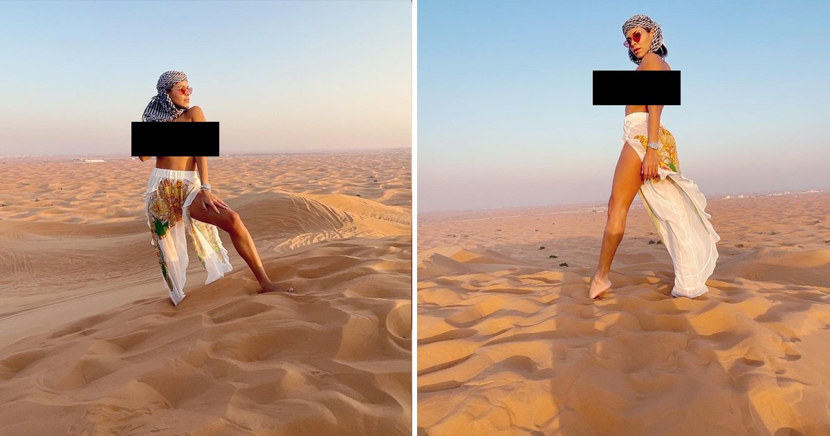 aafdf.jpg?resize=412,232 - Model Brutally Slammed For Posing 'Topless' In Middle Of Dubai Desert