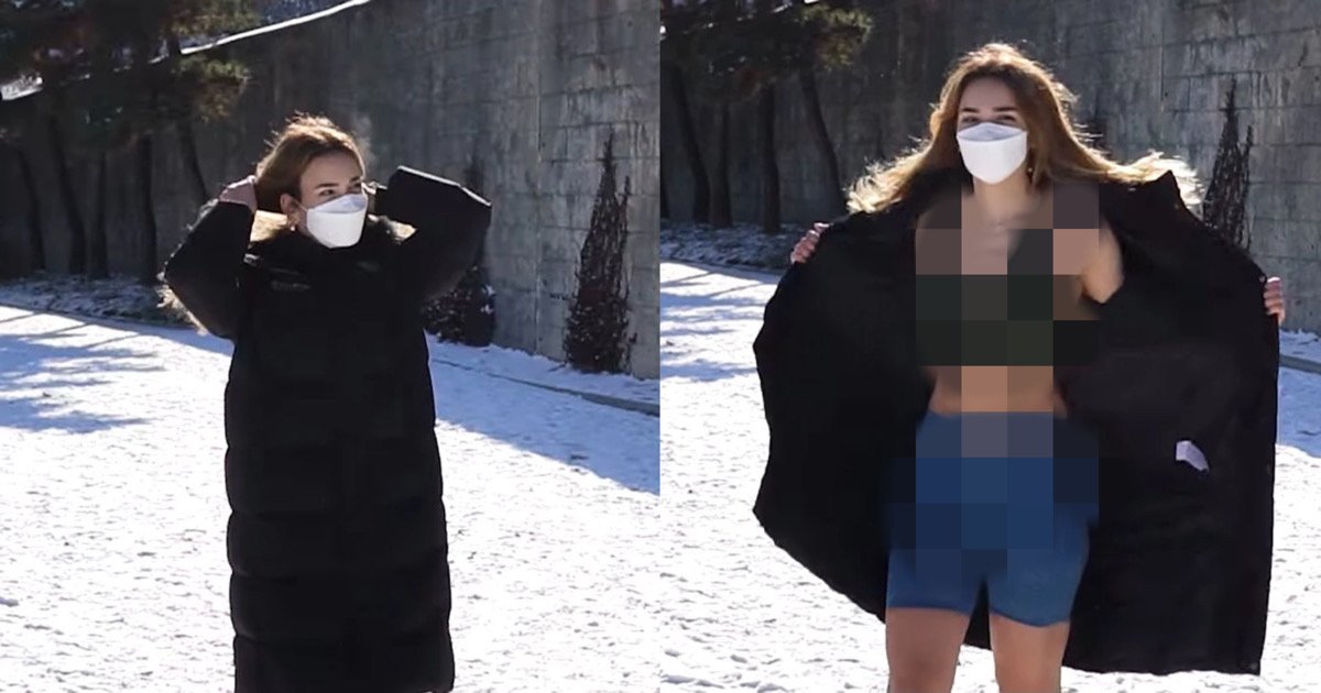 ebfccdcb 868b 47f2 b7a9 0d586f22fc08.jpeg?resize=412,275 - “한국 추위 별거 아니지”라며 20대 러시아 여성이 옷 훌러덩 벗어던지며 한 행동 (+영상)