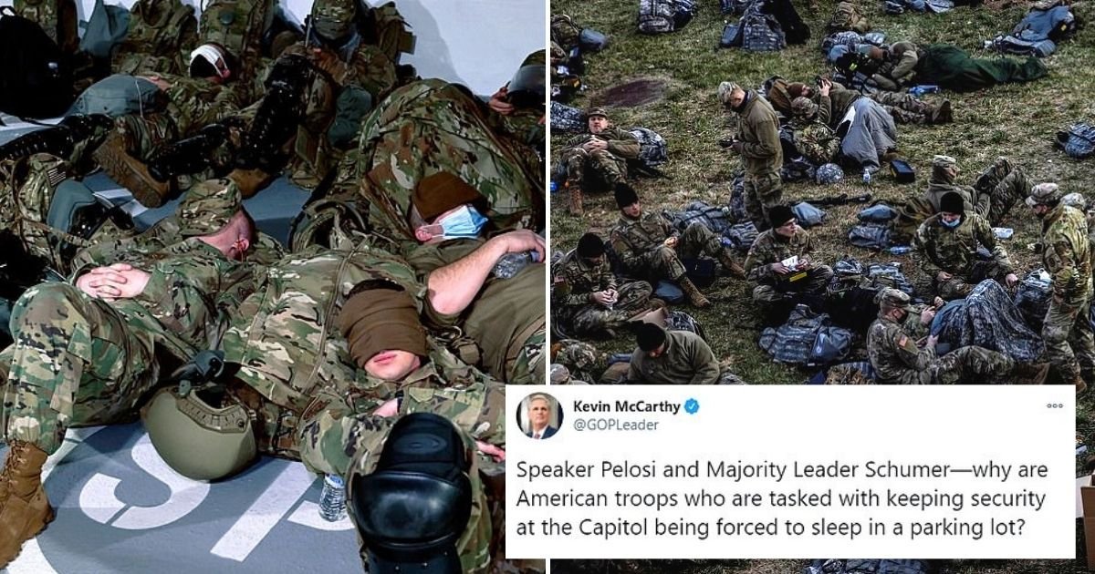 troops9.jpg?resize=412,232 - Thousands Of National Guardsmen Were Forced To Sleep Outside And In Parking Lot After Being Told To Leave Capitol Building