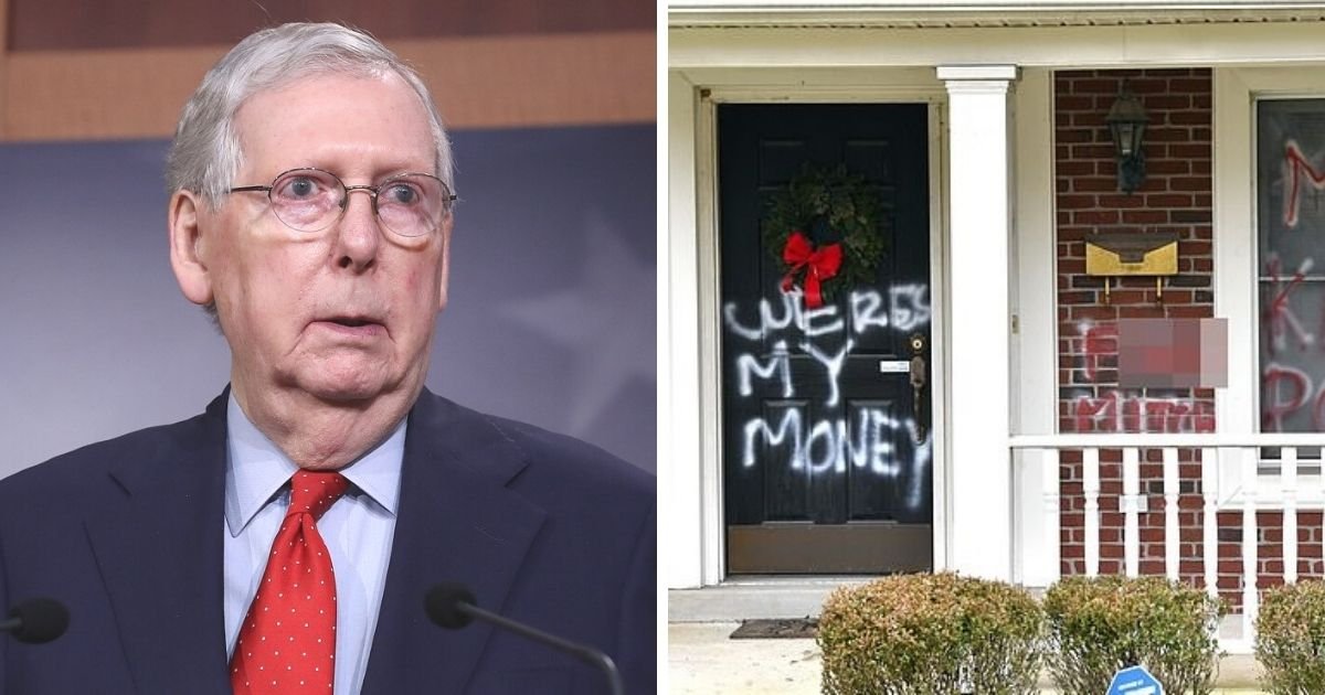untitled design 1 1.jpg?resize=1200,630 - Mitch McConnell’s Home Gets Vandalized Days After Pig’s Head Is Placed Outside Nancy Pelosi’s Home