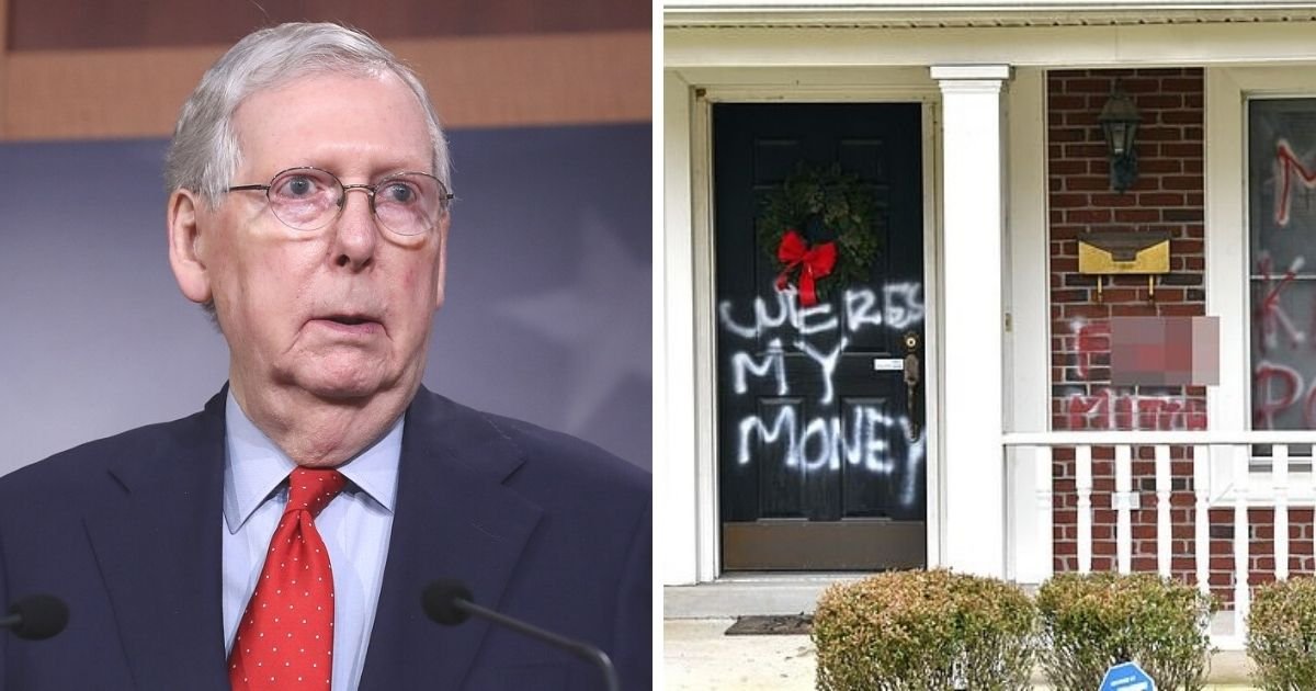 untitled design 1 1.jpg?resize=412,275 - Mitch McConnell’s Home Gets Vandalized Days After Pig’s Head Is Placed Outside Nancy Pelosi’s Home