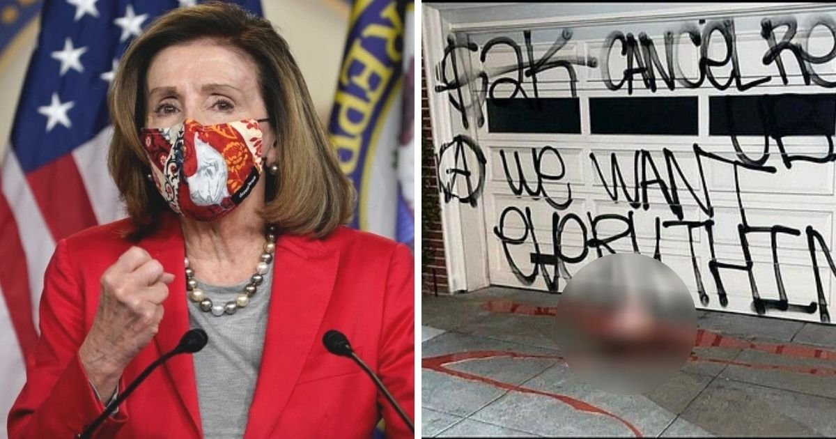 untitled design.jpg?resize=412,275 - Nancy Pelosi’s Home Gets Vandalized With Graffiti, Red Paint And A Pig’s Head