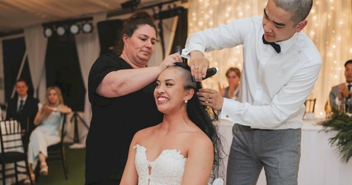 untitled design 15.jpg?resize=412,232 - Couple Surprise Wedding Guests As They Shave Their Heads During Reception