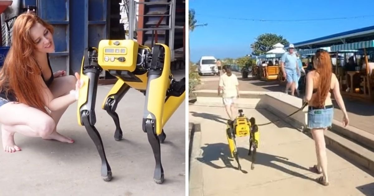 untitled design 1 2.jpg?fit=1024%2C538&ssl=1&strip=all - Woman Seen Walking Her Robot Dog Along A Beach And Making It Obey Her Commands