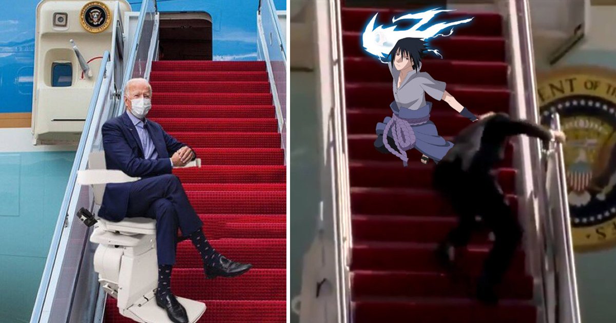 wwewe.jpg?resize=1200,630 - Biden Falling 'Three Times' On Air Force One's Steps Turns Out To Be His First Meme As President