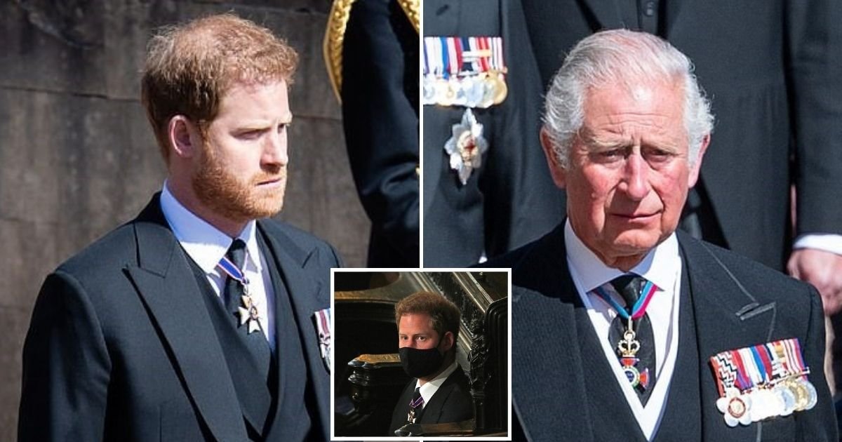 harry3 1.jpg?resize=1200,630 - Prince Harry Will Fly Back To US To Be With Meghan After He And Prince Charles Take A Walk To View Floral Tributes To Prince Philip