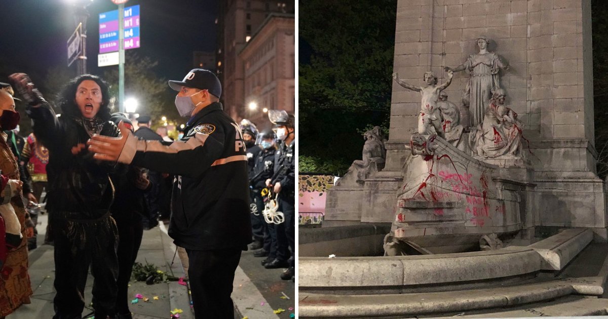 sssssssssssss.jpg?resize=412,232 - Central Park Monument Vandalized As Violent Clashes Erupt In New York