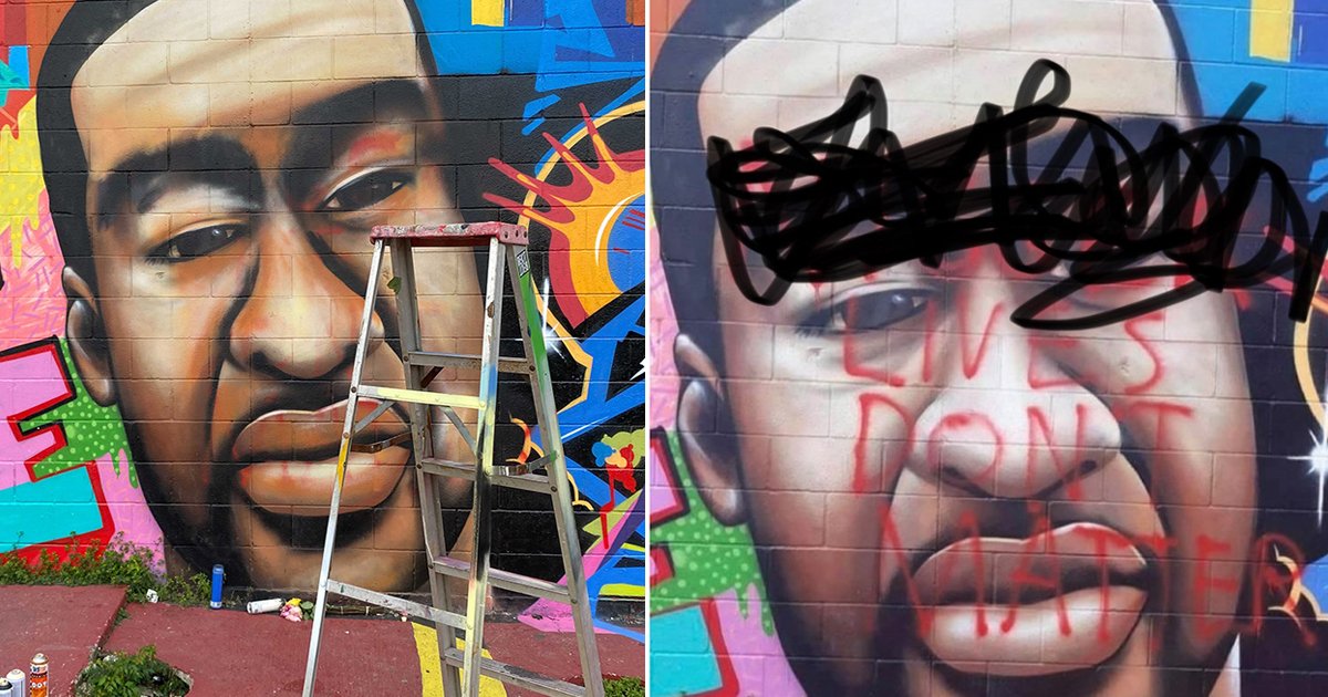 t7.jpg?resize=1200,630 - George Floyd's Mural In Downtown Houston Vandalized With Racial Phrase