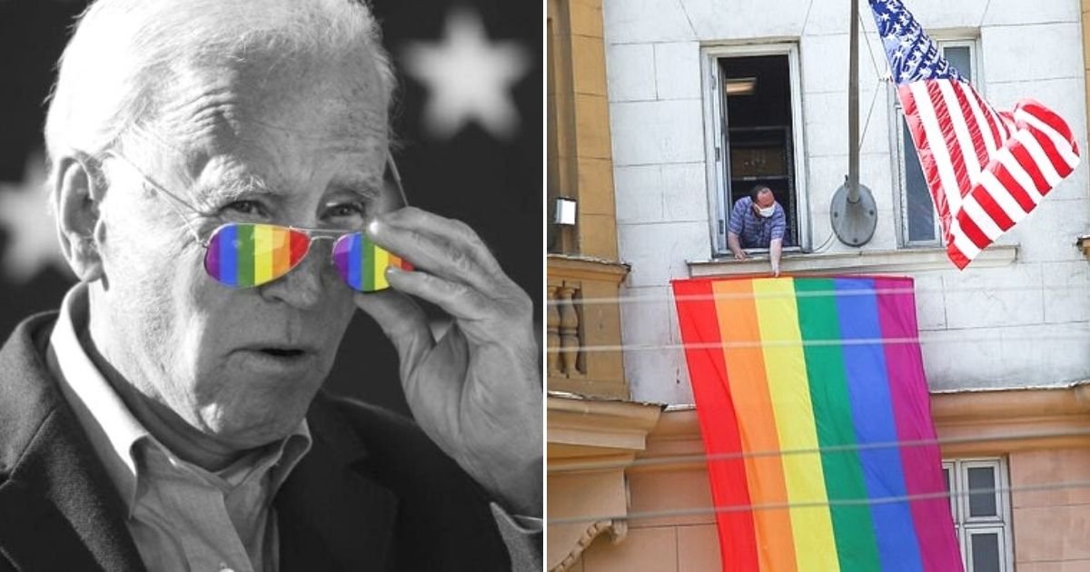 untitled design 2 2.jpg?resize=412,232 - Biden Allows Pride Flags To Be Displayed On The Same Pole As The Stars And Stripes By Embassies Around The World