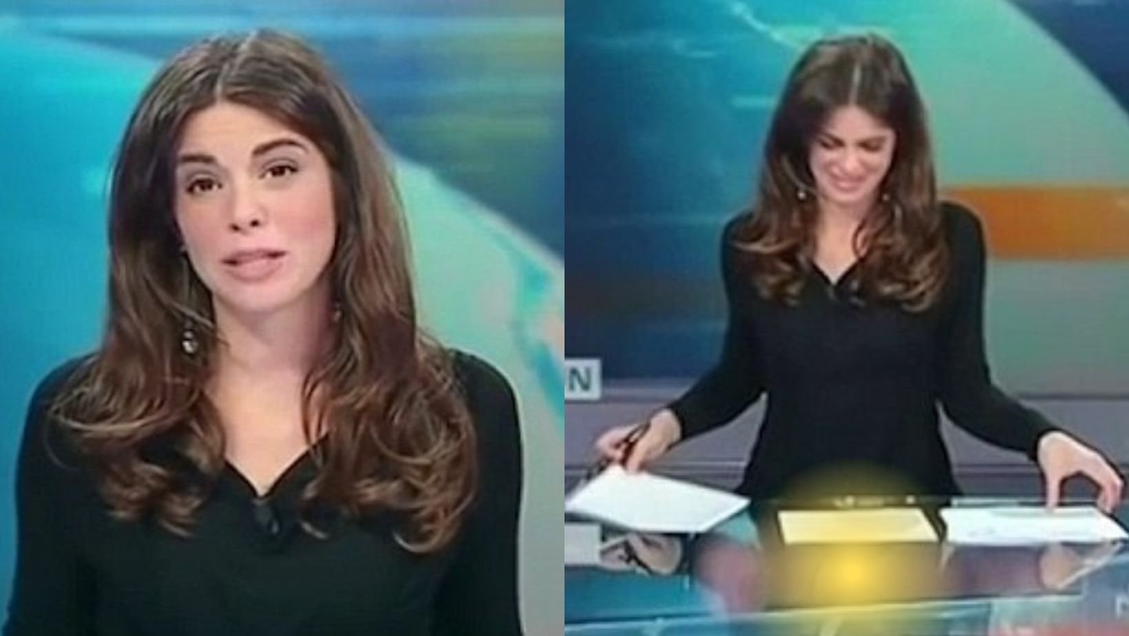 1 63.jpg?resize=412,232 - TV Presenter Delivers Different News FLASH When She Forgot She Is Sitting Behind A Clear Glass Desk