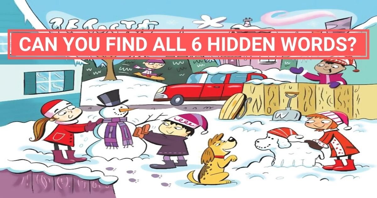 can you find all 6 hidden words.jpg?resize=1200,630 - How Fast Can You Find All Of The Words Hiding In This Picture Of A Snowy Neighborhood