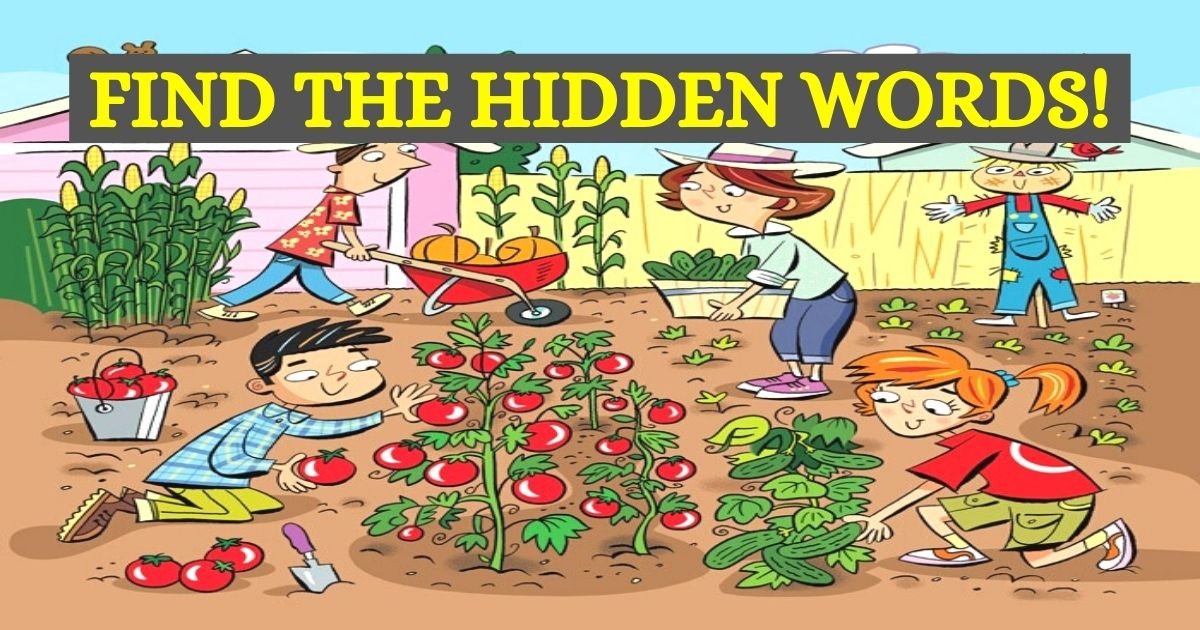 find the hidden words 1.jpg?resize=1200,630 - Can You Find All SIX Words Hidden In This Picture Of A Family Working In The Garden