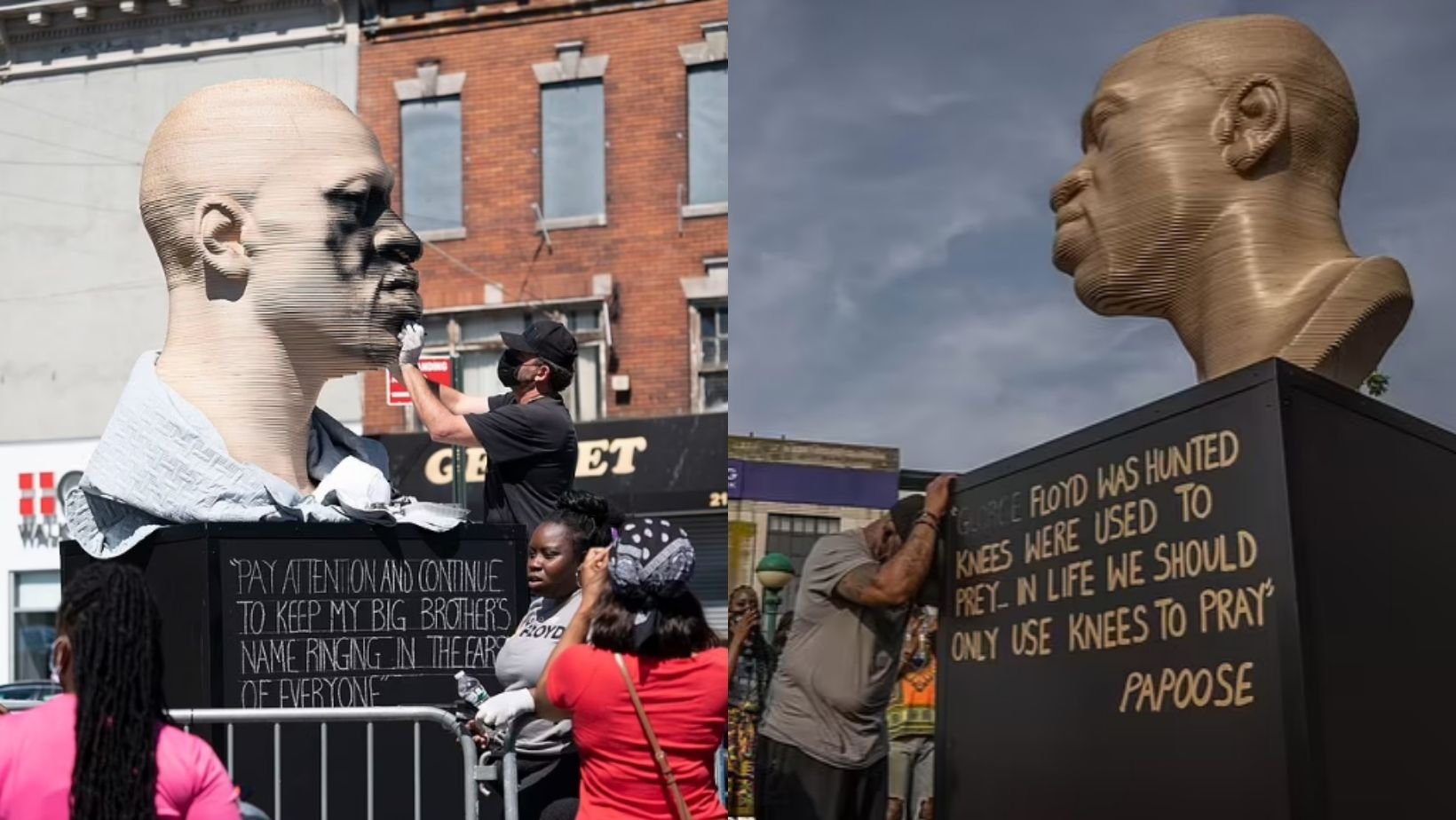 George Floyd Statue Is Vandalised With Supremacist Logo, Less Than A ...