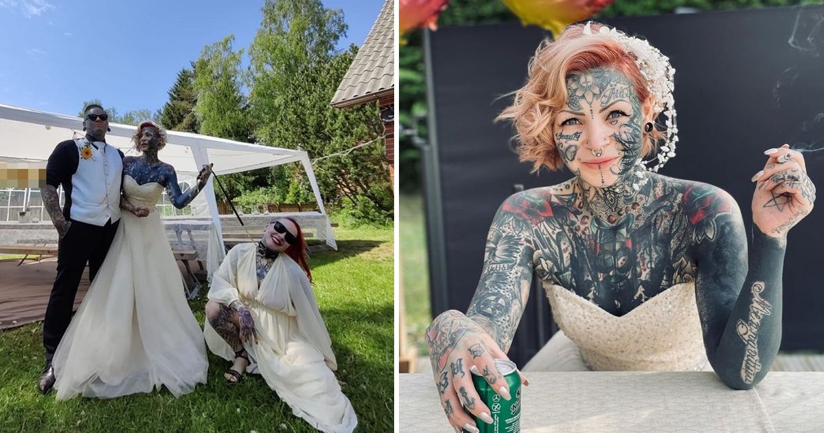 t1 33.jpg?resize=412,275 - Tattoo OBSESSED Bride And Groom Show Up For Their Wedding Covered In Ink