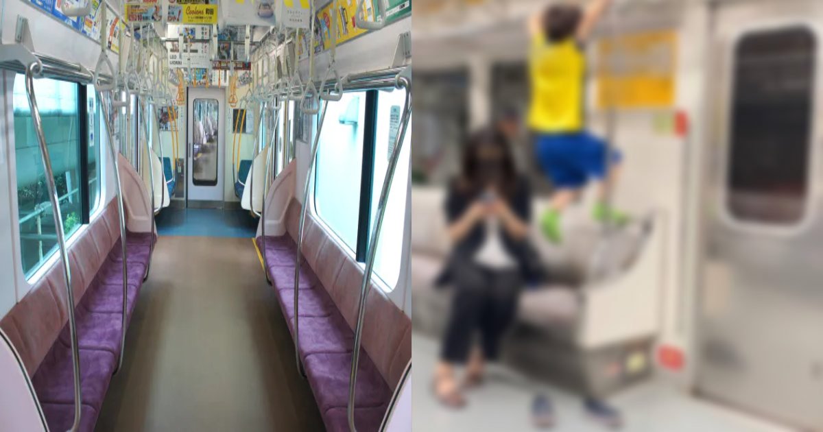 私が変ですか 電車の中で鉄棒遊びをする息子 隣には携帯電話に集中する母親 賛否両論 Hachibachi