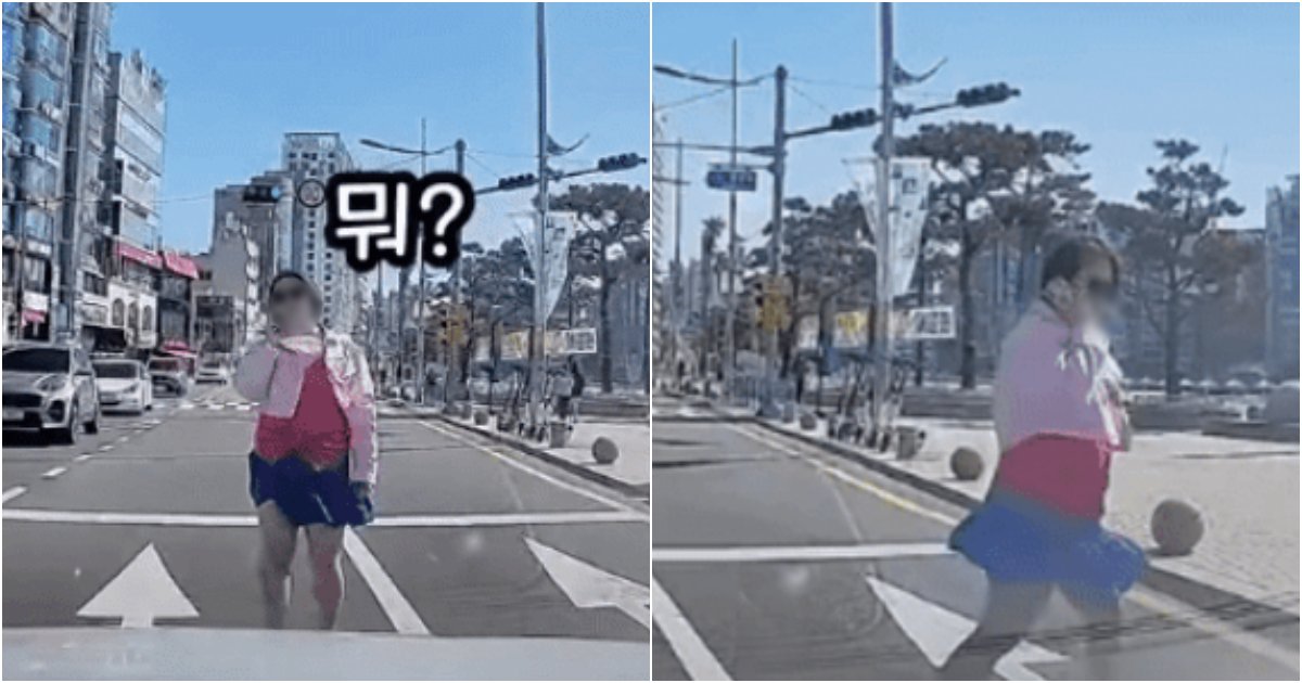 collage 267.png?resize=412,275 - 통화하면서 무단횡단하길래 놀라서 급제동을 했더니 "뭐?"라고 외치며 사라진 여성 찾아요 (영상)