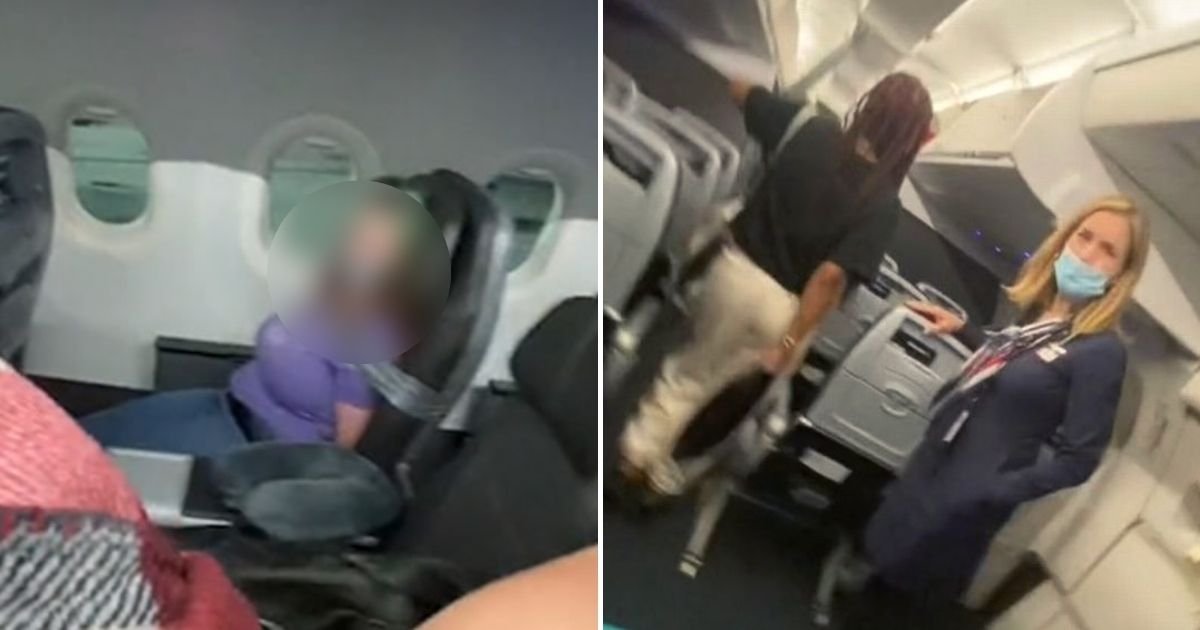 passenger5.jpg?resize=1200,630 - Woman Is Duct-Taped To Her Seat On American Airlines Flight After She Attempted To Open The Plane Door And Bit A Flight Attendant