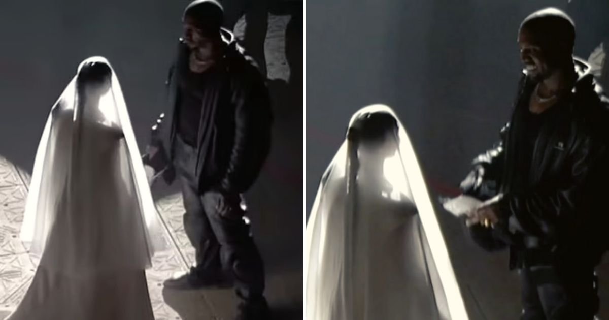 kanye4.jpg?resize=412,275 - Kim Kardashian Wears Wedding Dress And Veil As She Dramatically Joins Estranged Husband Kanye West For His New Donda Album