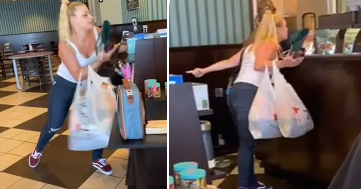 q1 58.jpg?resize=1200,630 - 'Karen Gone Wild'- New Video Shows Woman Destroying Book Store As She Swears At Staff