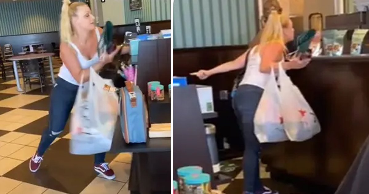 q1 58.jpg?resize=412,232 - 'Karen Gone Wild'- New Video Shows Woman Destroying Book Store As She Swears At Staff