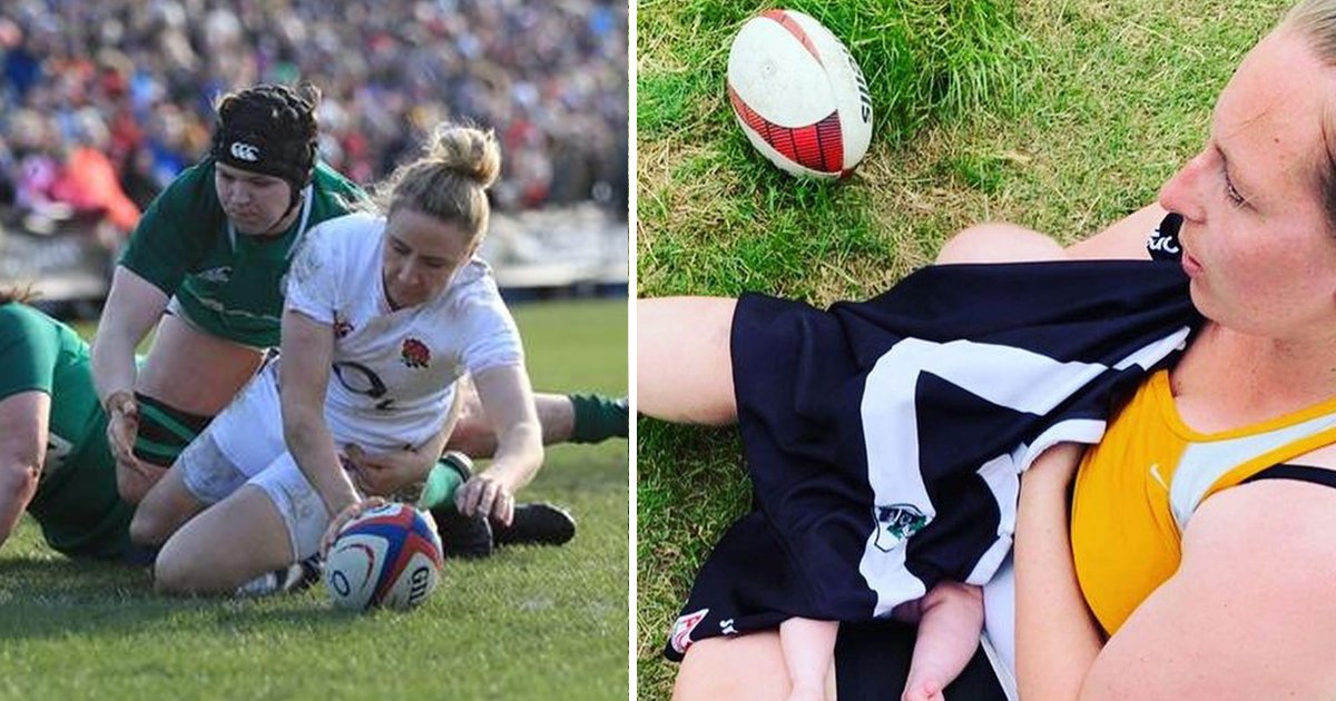 q5 21.jpg?resize=1200,630 - Rugby Player Breastfeeds 13-Week-Old Daughter During Match & Then Returns To Pitch