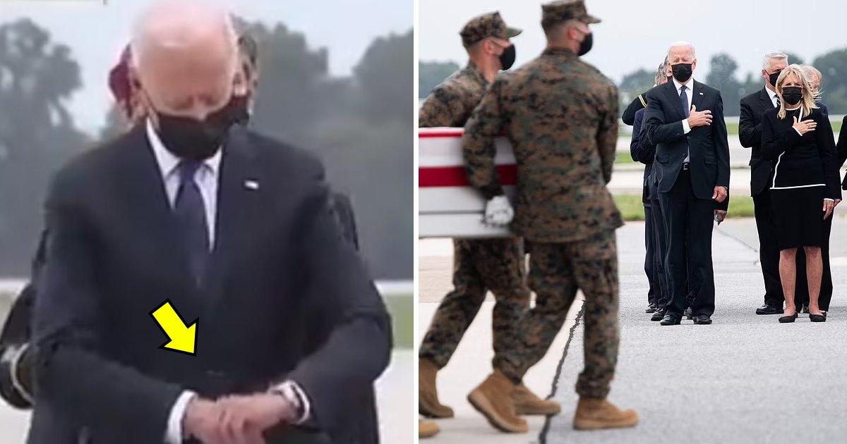 t1 92.jpg?resize=1200,630 - "Is It Nap Time"- Biden Slammed For 'Checking Watch' After Saluting Fallen Kabul Heroes