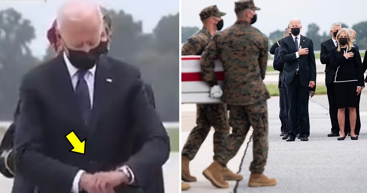t1 92.jpg?resize=412,232 - "Is It Nap Time"- Biden Slammed For 'Checking Watch' After Saluting Fallen Kabul Heroes