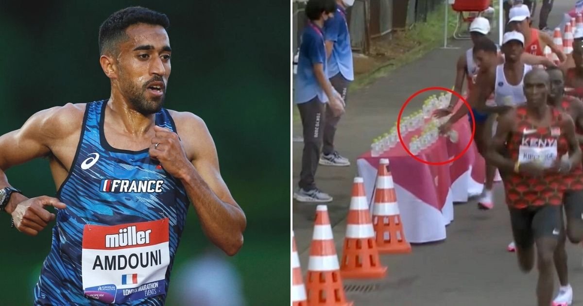 untitled design 1 1.jpg?resize=412,232 - Fury As Olympic Marathon Runner Knocks Over Entire Row Of Water Bottles Before Grabbing The Last One For Himself