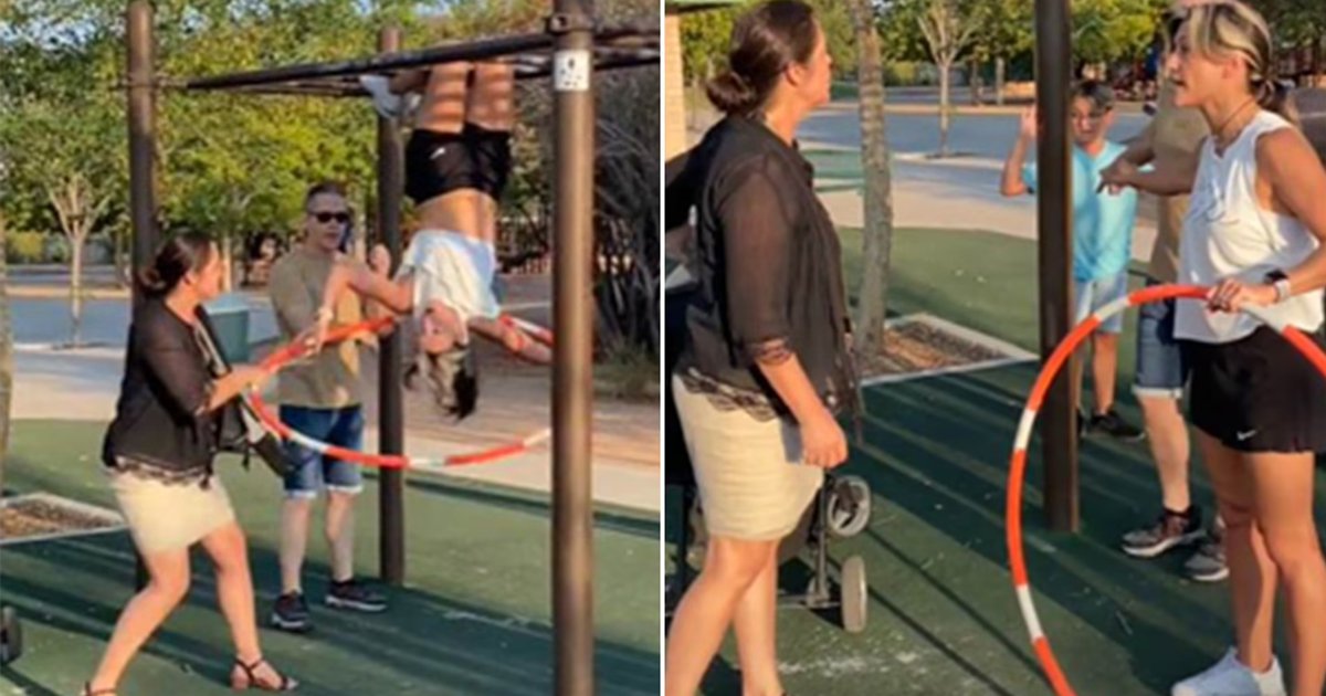 5 1 1.jpg?fit=1024%2C538&ssl=1&strip=all - Furious 'Karen' Slams World Hula Hoop Champion For Flashing Sports Bra While Hanging From Monkey Bars
