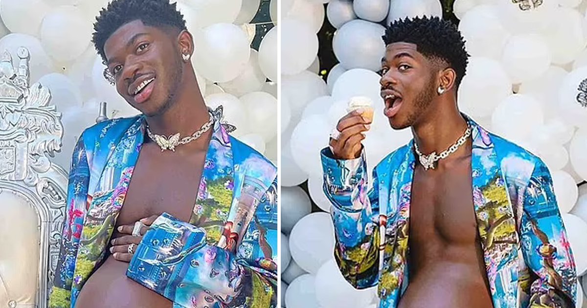 q3 76.jpg?fit=1024%2C538&ssl=1&strip=all - Lil Nas X Flaunts GIANT 'Pregnant Belly' As He Celebrates His Lavish Baby Shower In Style