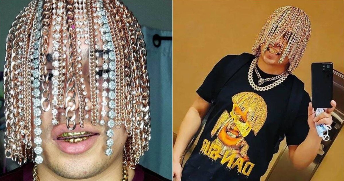 q5 39.jpg?resize=412,275 - Rapper Flaunts 'Glitzy Hairdo' After Surgically Implanting HOOKS In Head For Gold Chains