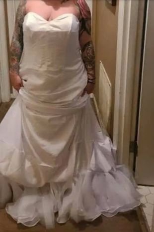 The dress when the bride tried it on