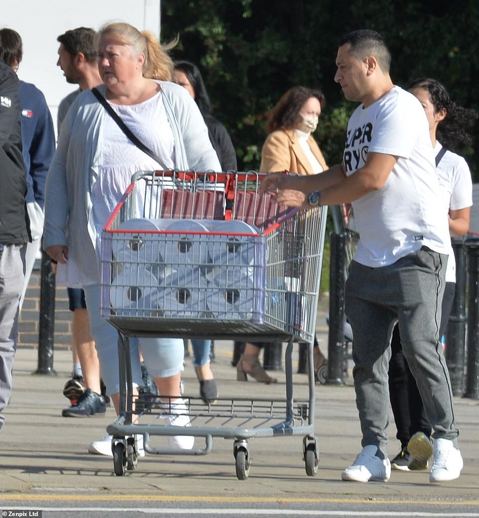 Panic-buyers could be seen leaving a Costco store in Manchester today with toilet roll