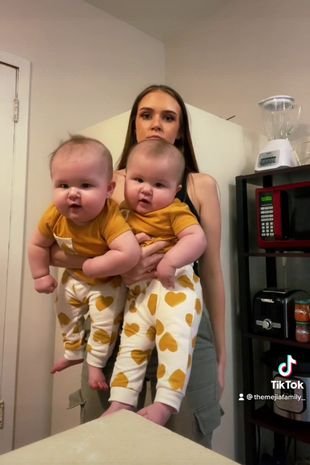 Alexis with her bottle-fed twins Camila and Elena