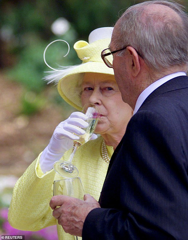 Queen Elizabeth takes a sip of wine with Chateau Barrosa