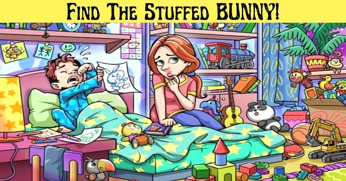 find the stuffed bunny.jpg?resize=1200,630 - Find The Boy's Missing Stuffed Bunny In 10 Seconds! Where Is It Hiding?