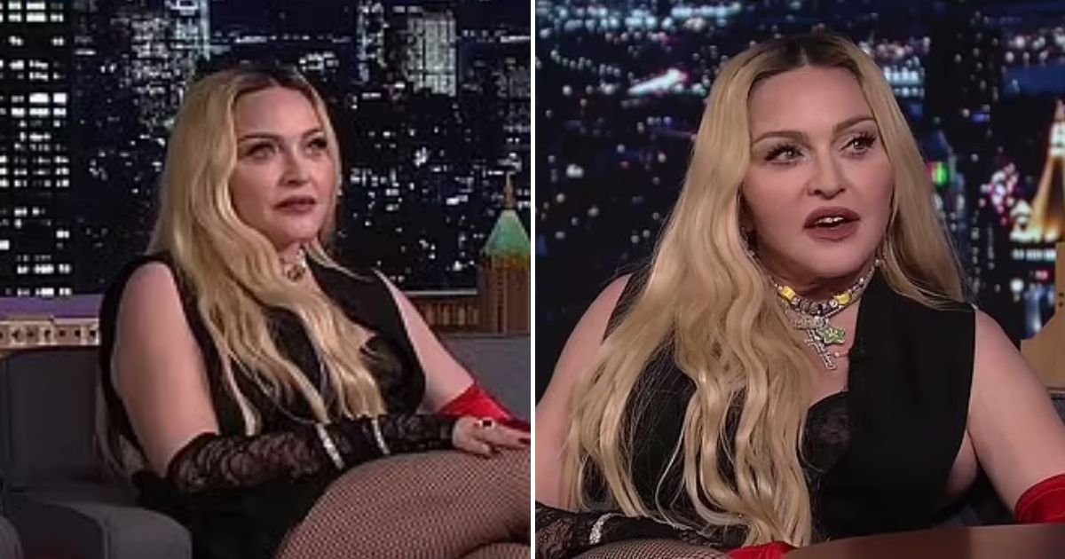 madonna3 1.jpg?resize=412,275 - Madonna Leaves The Tonight Show Viewers Cringing As She Flashes Her Backside And Glides Across Jimmy Fallon's Desk