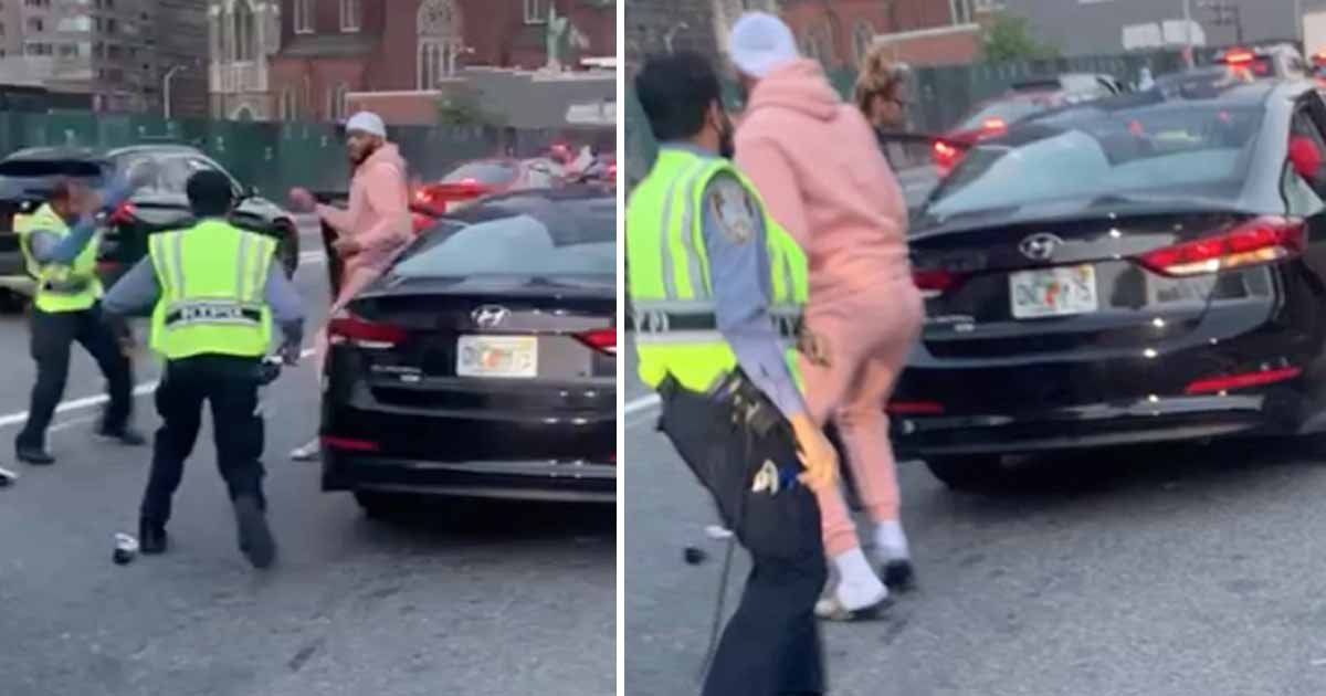 q1 2 1.jpg?fit=1024%2C538&ssl=1&strip=all - Wild Footage Shows Driver & Passengers Violently SLAMMING NYPD Traffic Officials After Fleeing Car Crash